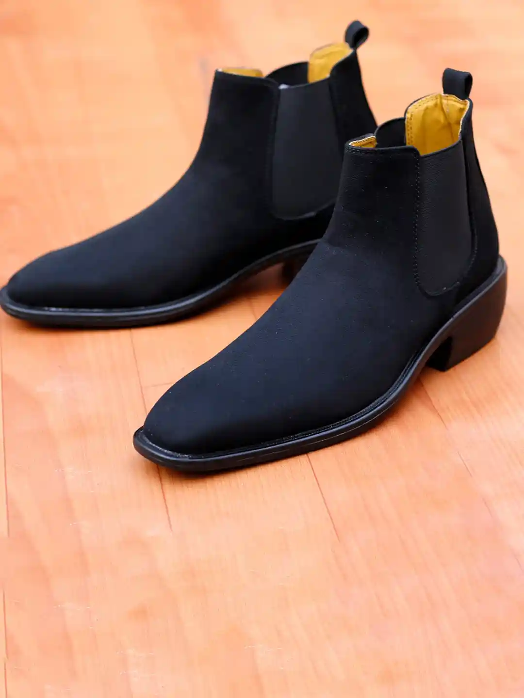 Bxxy Men Mid Top Suede Block-Heel Chelsea Elevator Boots