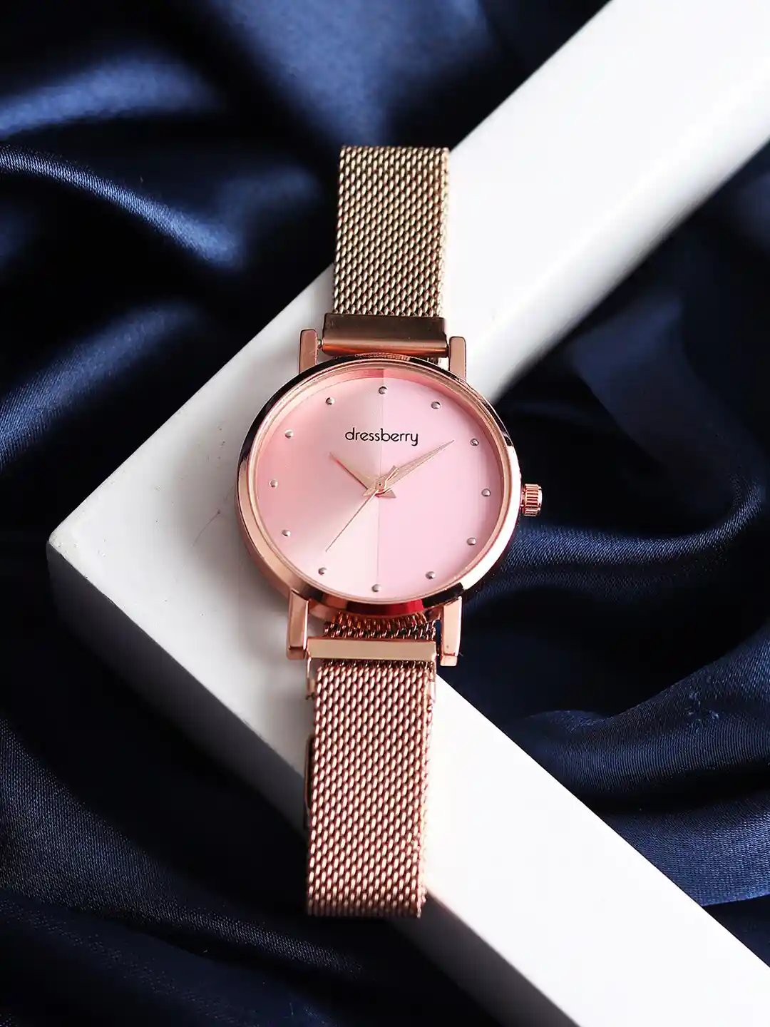 Analog Watch Rose Gold Mesh Strap Ladies Watch DressBerry Women