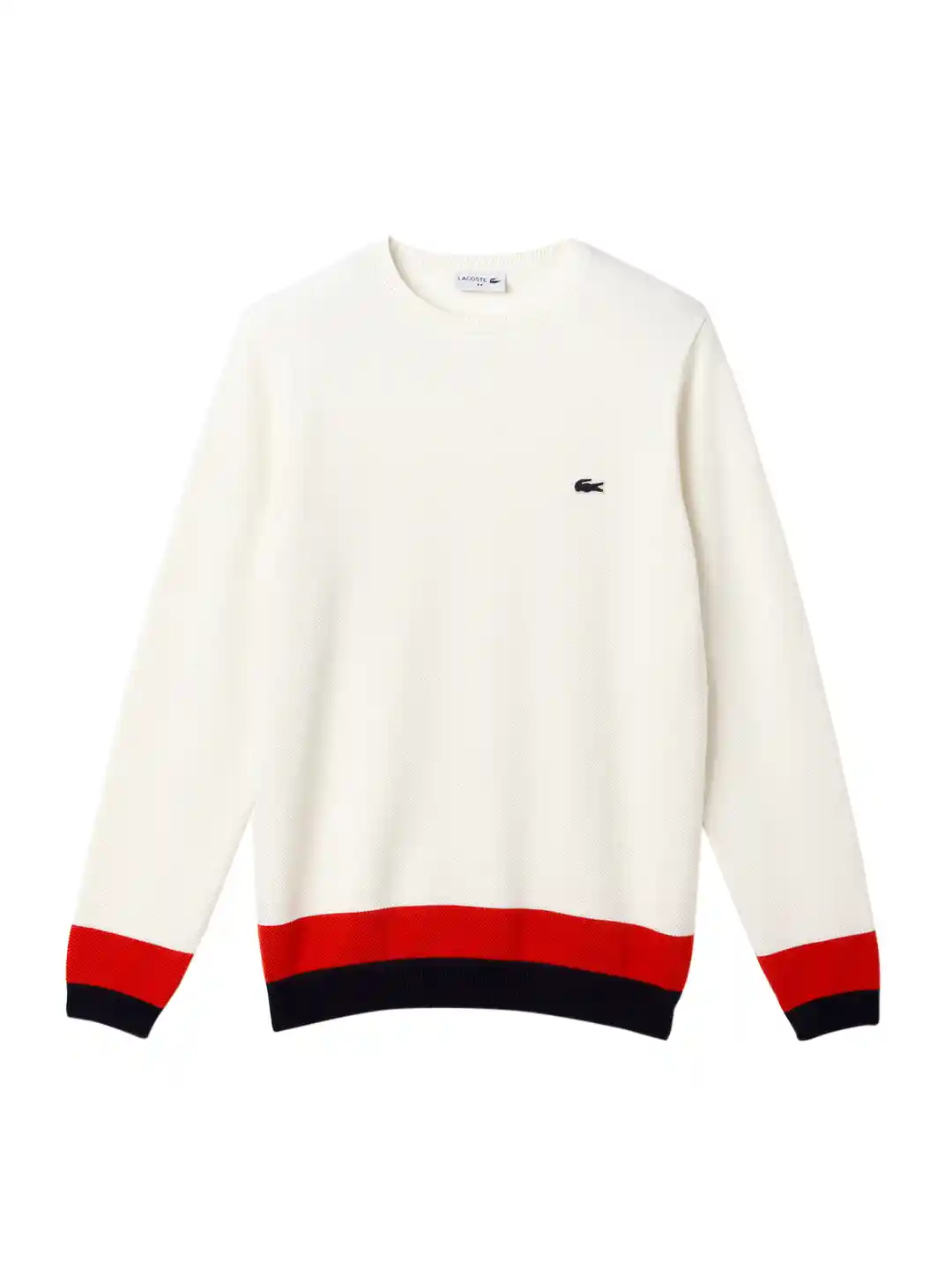 Buy Lacoste Men White Red Solid Pullover Sweaters for Men