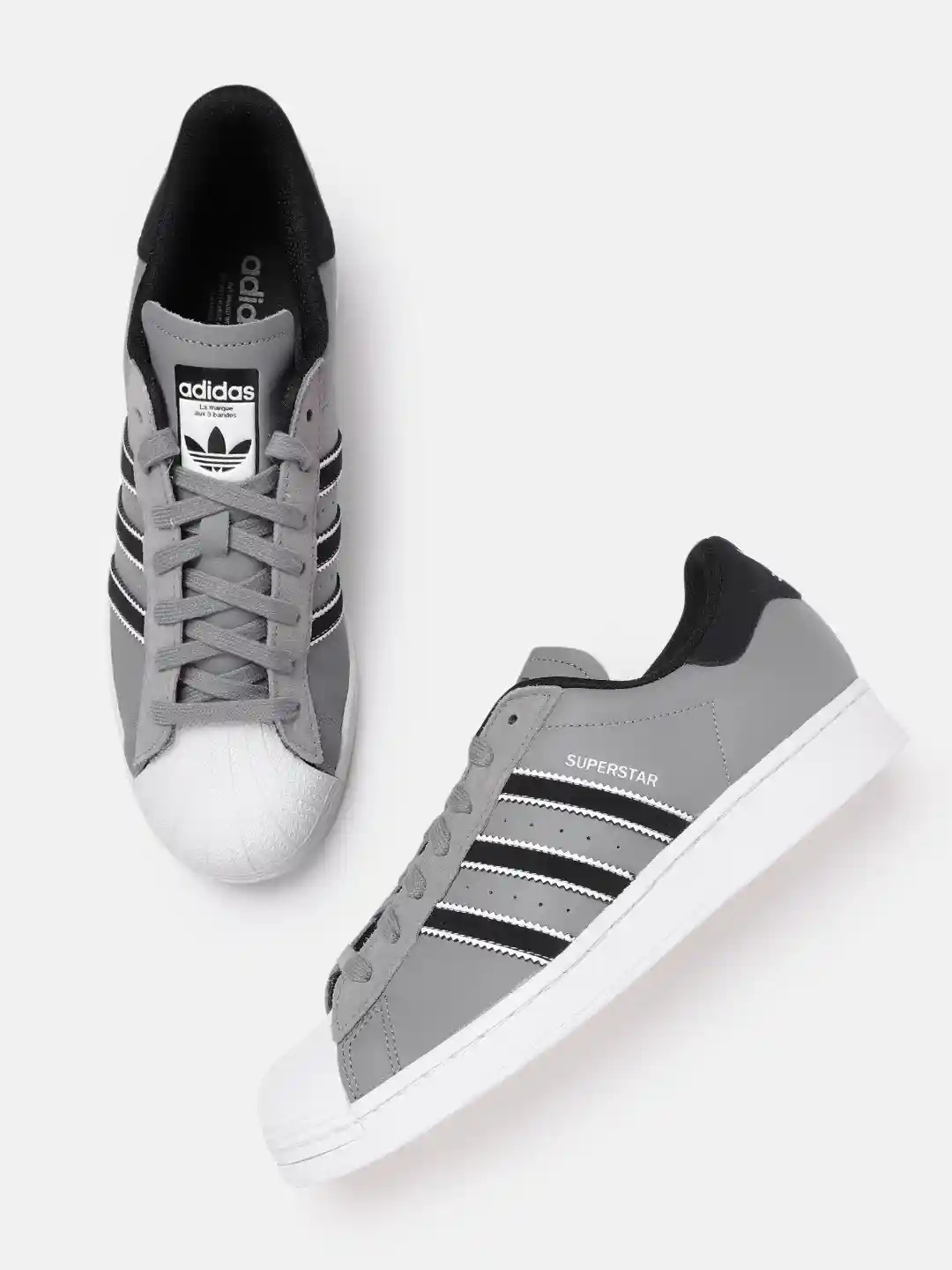 Adidas Superstar Grey Leather ADIDAS Originals Men Striped Detail