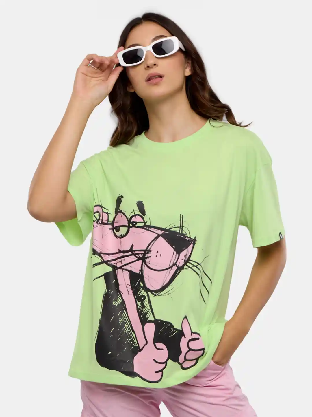 Buy The Souled Store Green Pink Panther Printed Pure Cotton