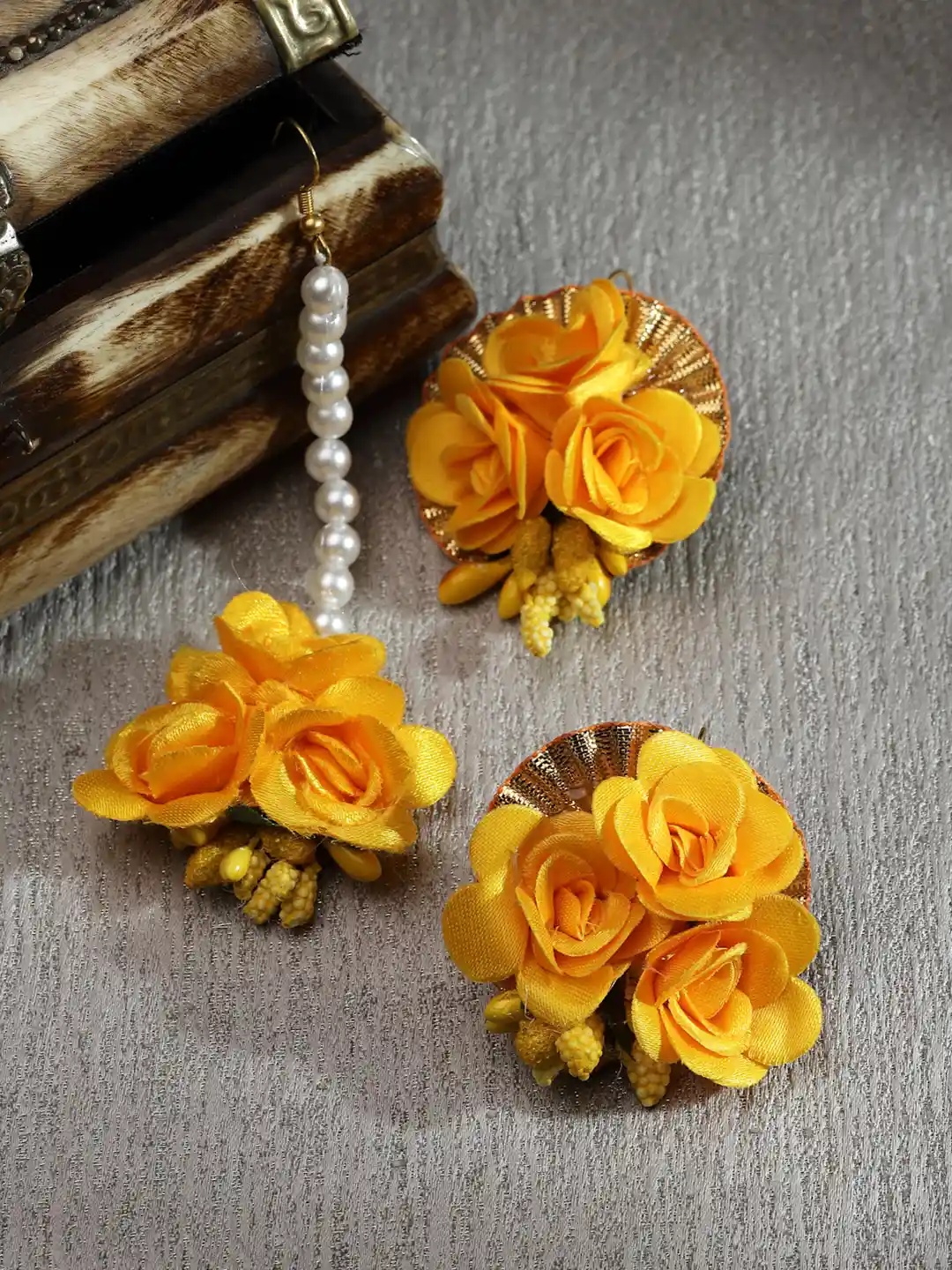 bride yellow rose earrings
