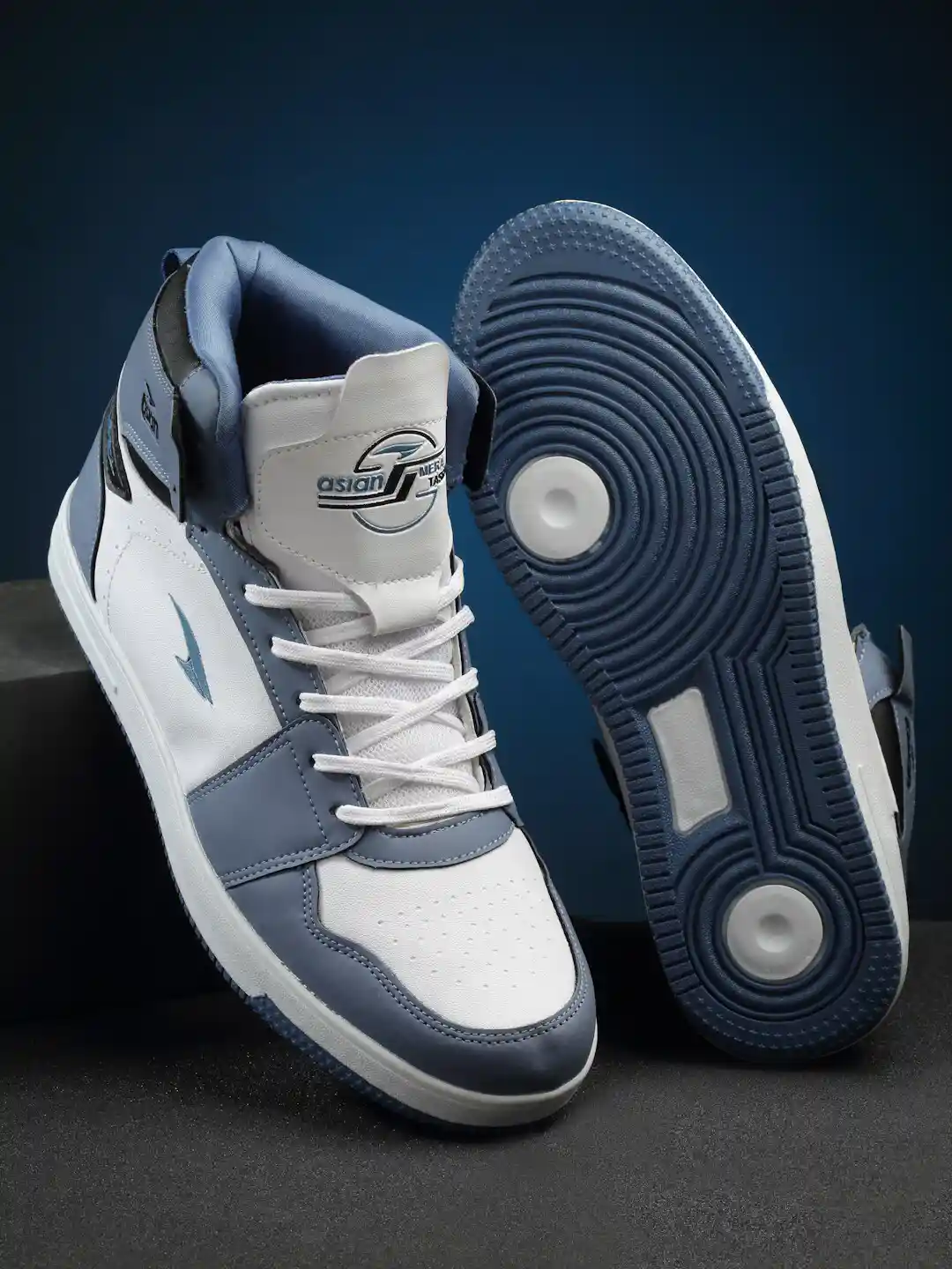 Buy ASIAN Men Colourblocked Mid-Top Synthetic Leather Sneakers