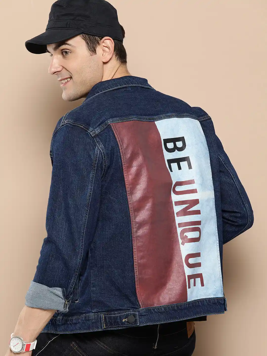 HERE&NOW Back Printed Cotton Denim Jacket