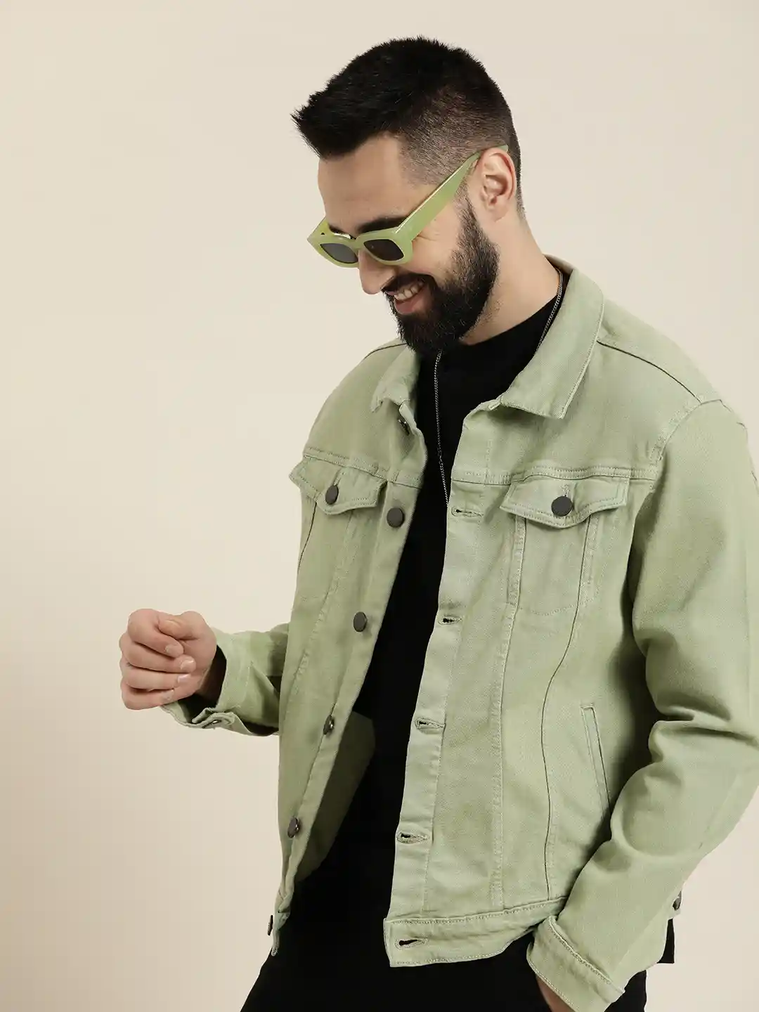 Buy HERE&NOW Solid Spread Collar Denim Jacket Jackets for Men