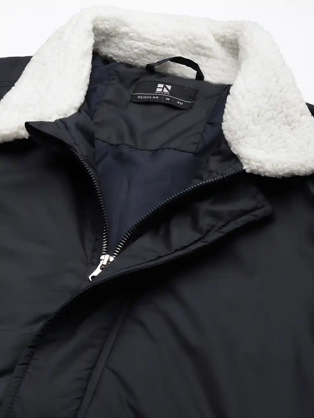 Buy HERE&NOW Solid Mock-Collar Fur Detail Puffer Jacket Jackets