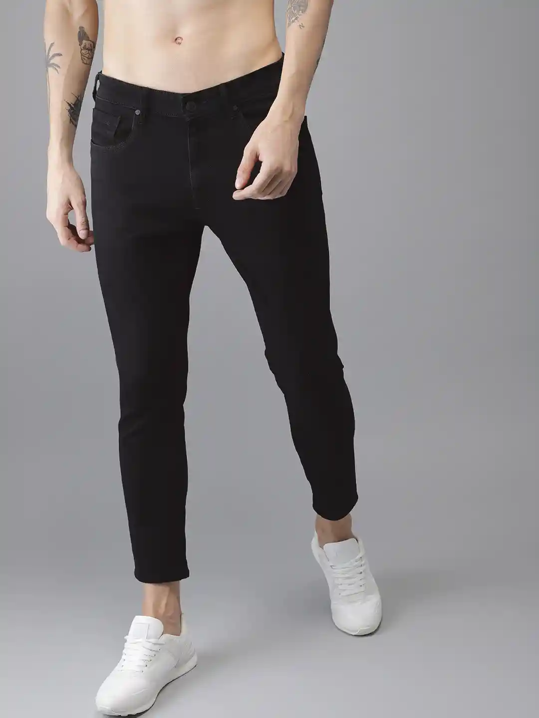 Buy Moda Rapido Men Black Slim Tapered Fit Mid-Rise Clean Look