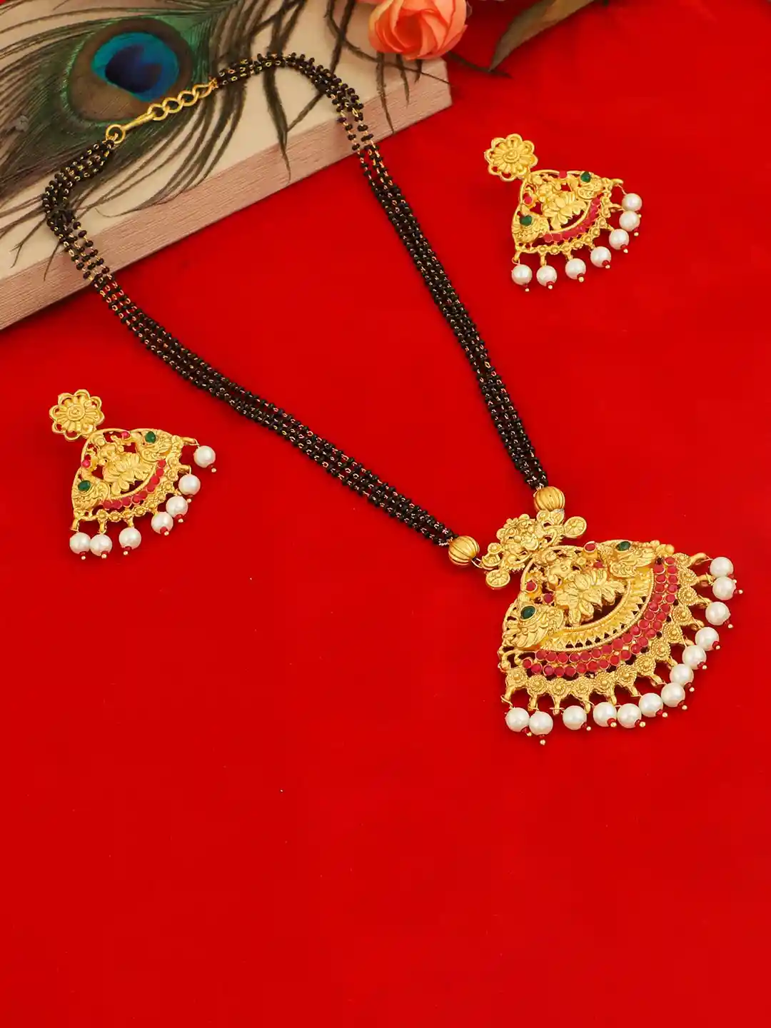 Temple Jewellery Broad Mangalsutra Design In Gold Broad