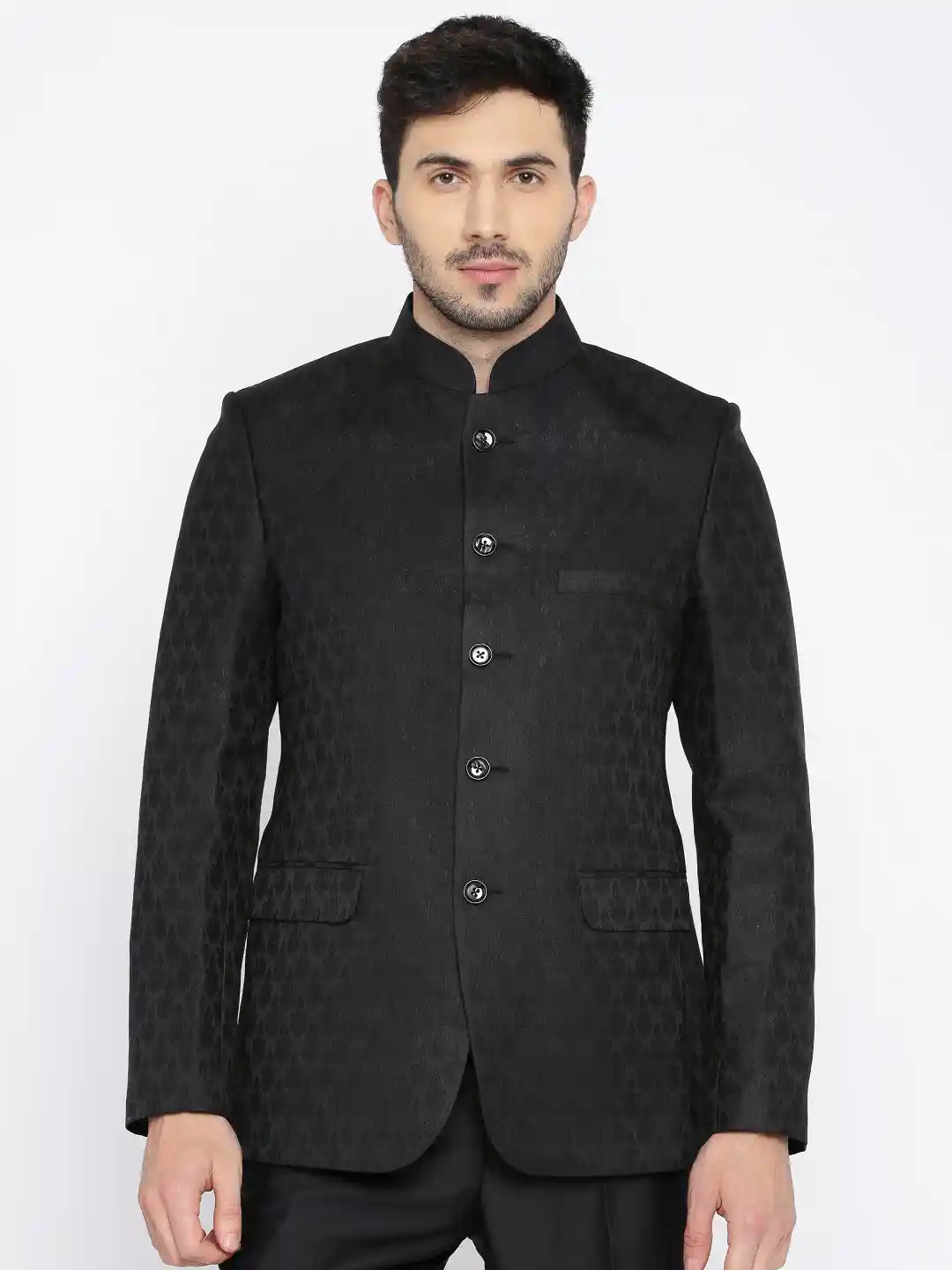 Buy ethnix by Raymond Men Black Patterned Regular Fit Ethnic
