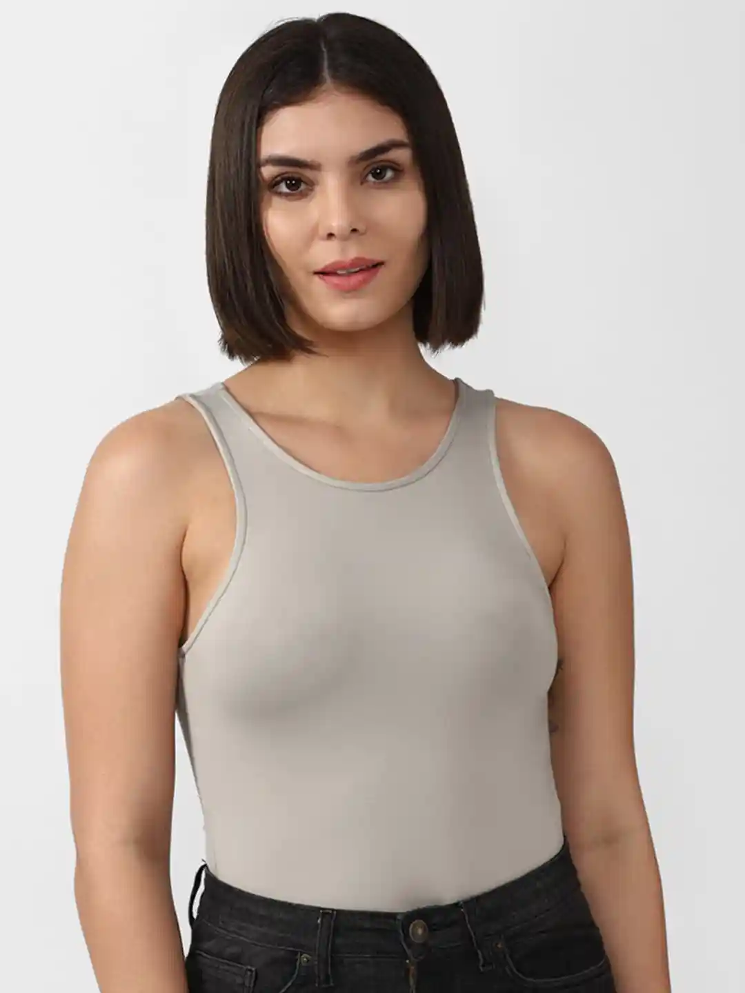 Buy FOREVER 21 Grey Sleeveless Tank Top Tops for Women 22904080