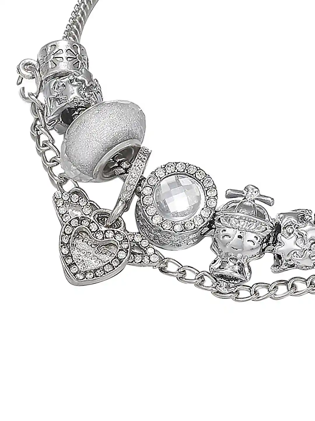 Buy Peora Silver-Plated Cubic Zirconia Charm Bracelet Bracelet