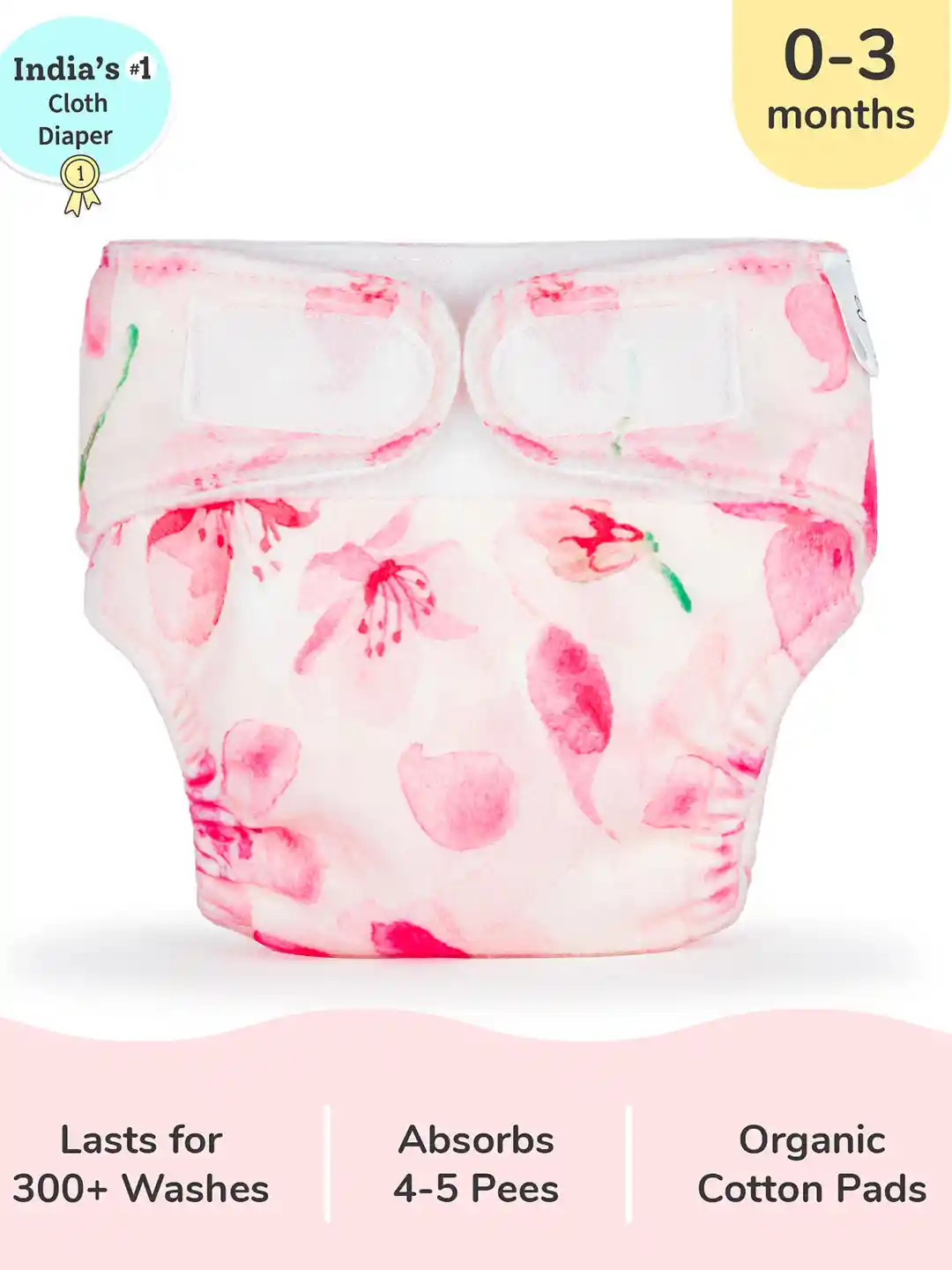 Buy SuperBottoms Reusable Newborn UNO Cloth Diaper White Pink