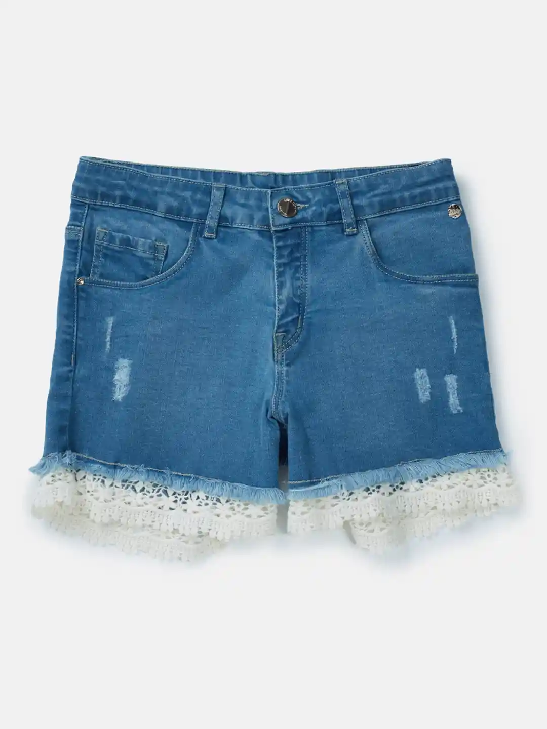 Buy Gini and Jony Girls Distressed With Lace Detail Denim Shorts