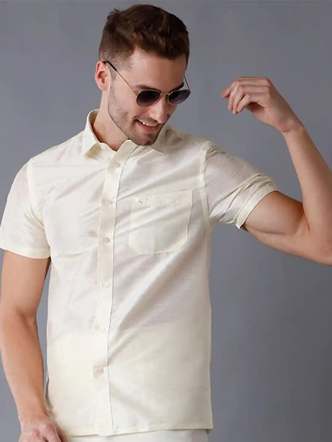 Buy Khoday Williams Spread Collar Classic Casual Poly Silk Shirt