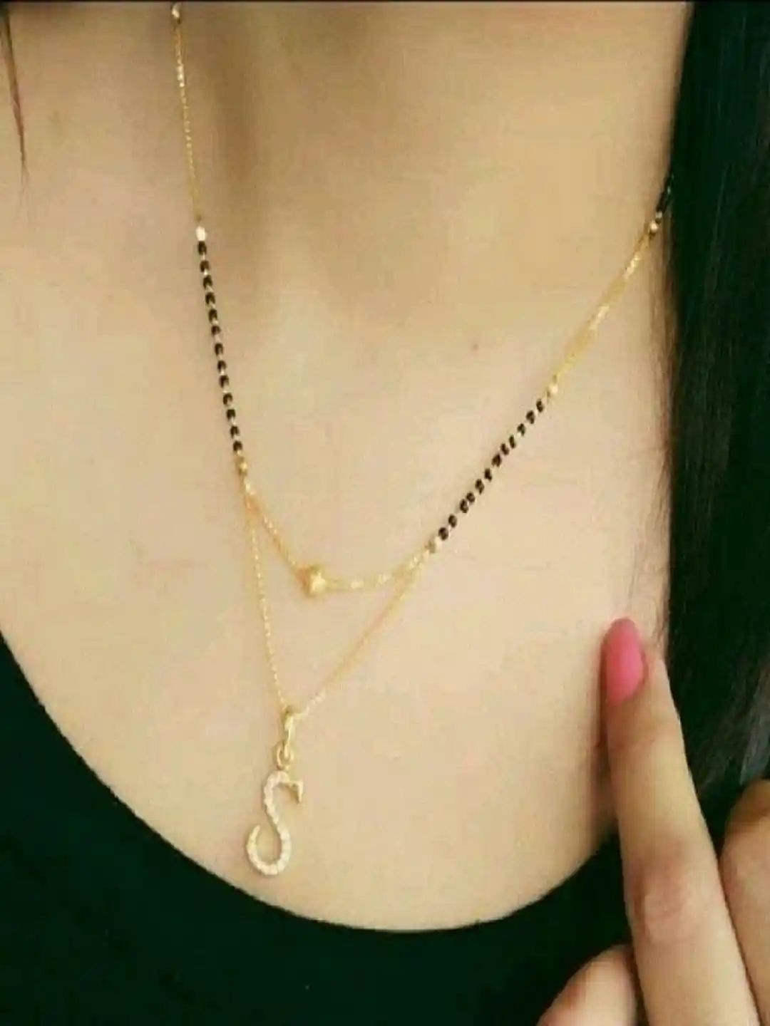 Chain S Name Mangalsutra Buy JEWEL WORLD Gold-Plated Black Stone