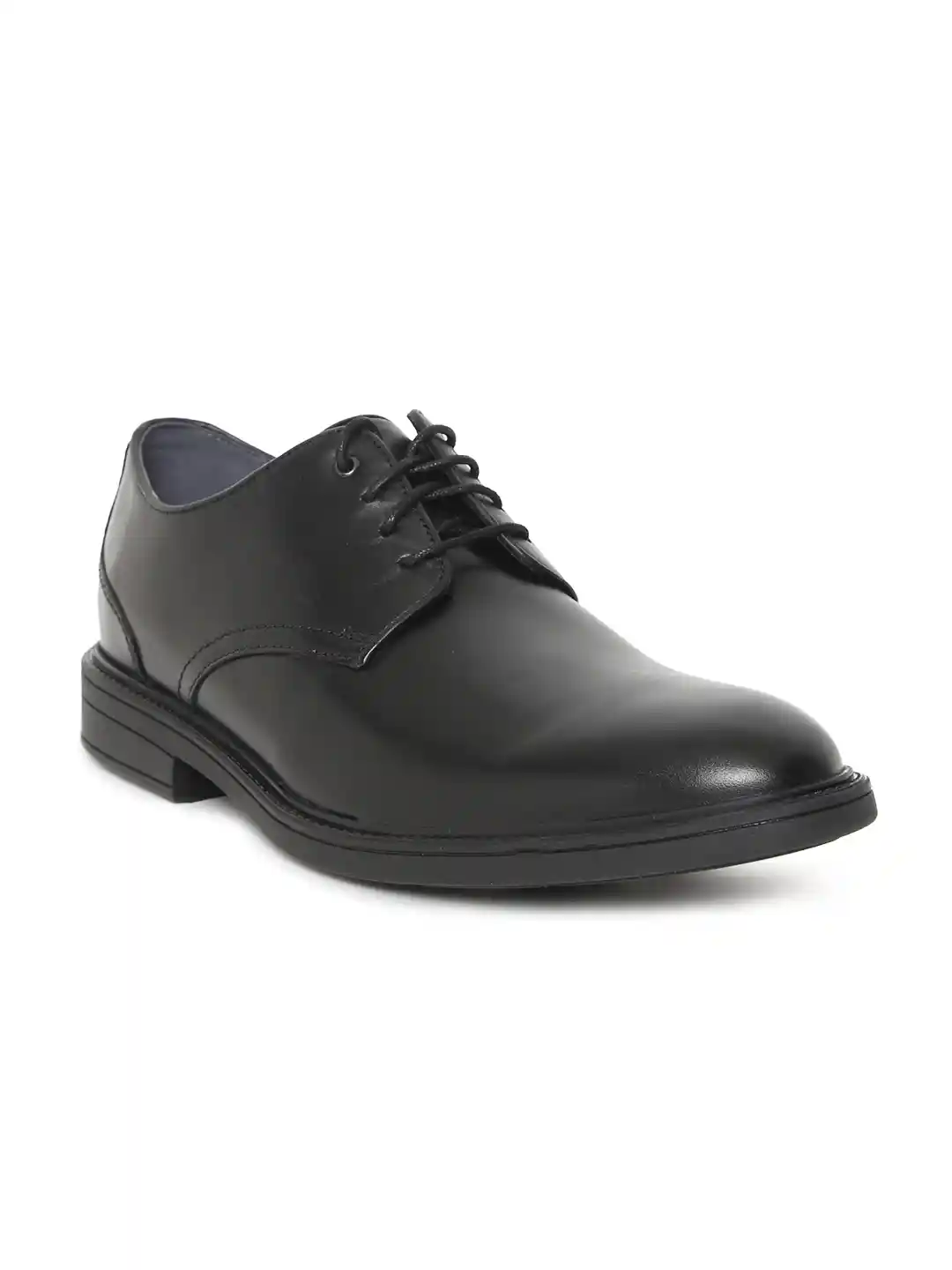 Buy Clarks Men Black Leather Formal Cordis Plain Derby Shoes