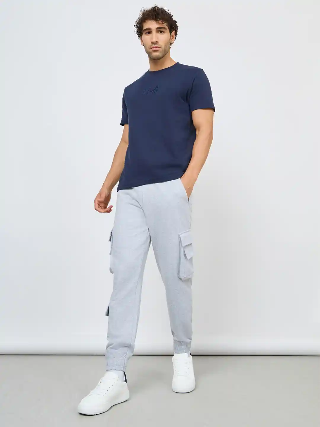 Buy Styli Men Solid Cargo Joggers with Zipper Pockets Track