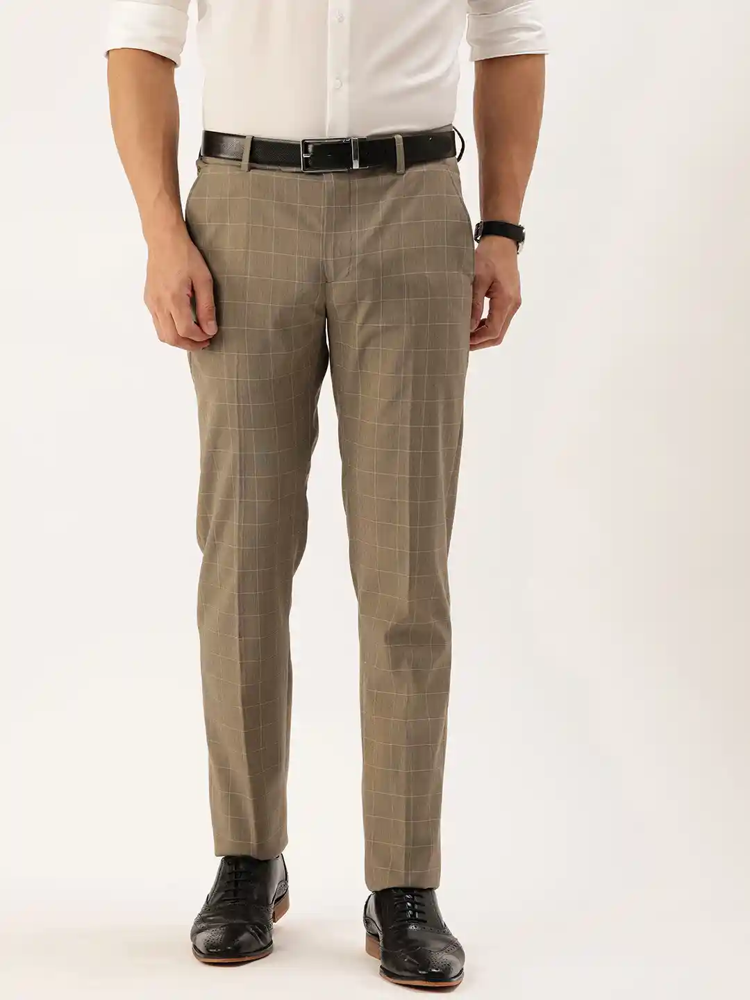 Checkered Pants Raymond Pleated Trousers Peter England Men Checked