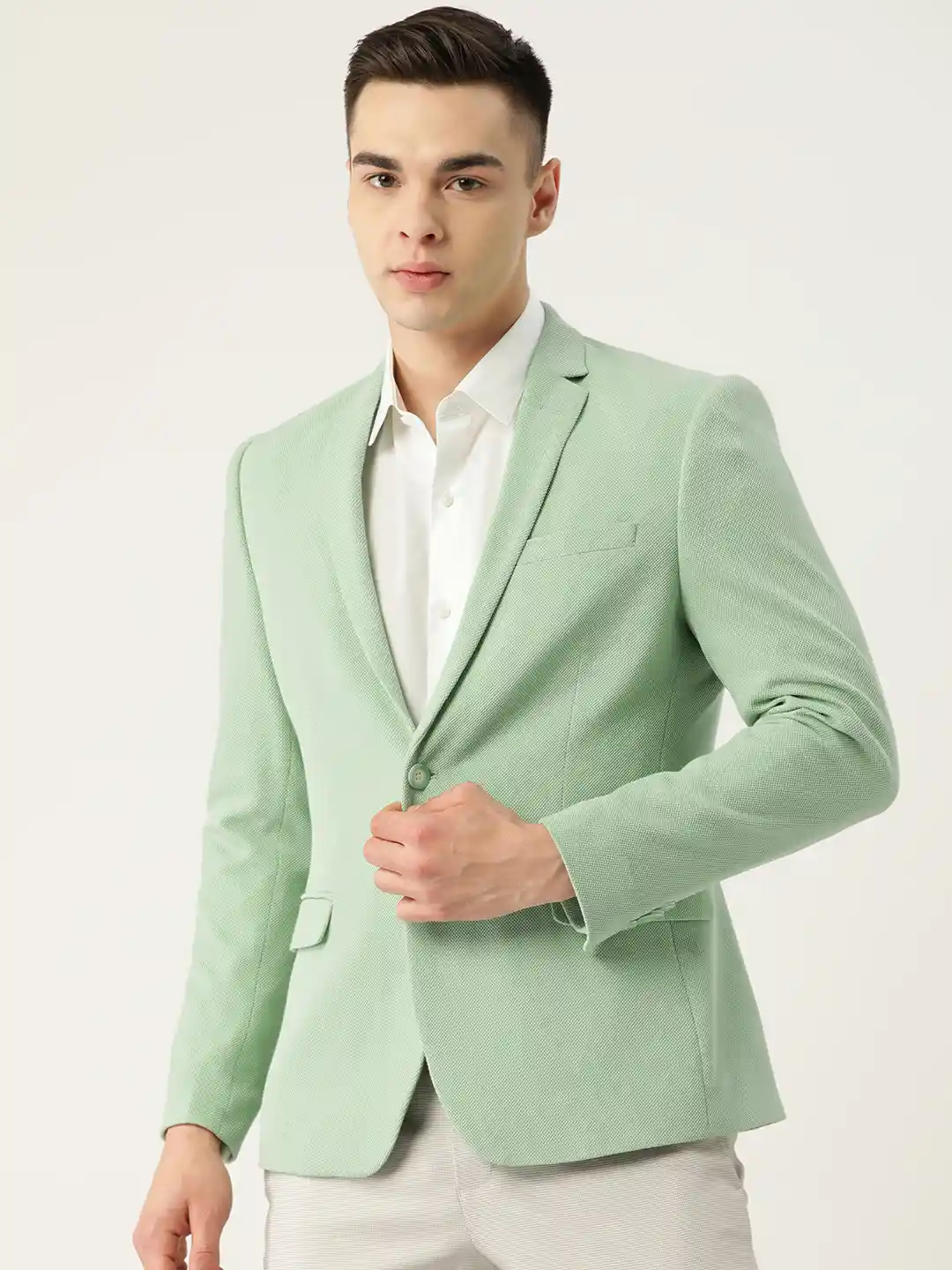 Buy Peter England Textured Slim Fit Single-Breasted Blazer