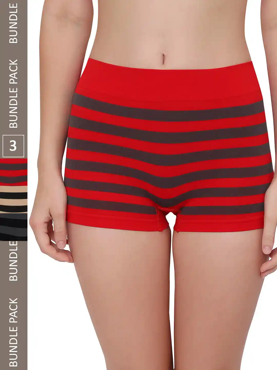 Buy PLUMBURY Women Pack Of Striped Anti-Microbial Boy Shorts