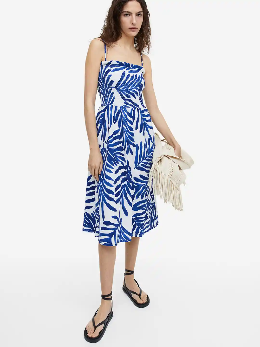 Midi Dresses Hm Smock Dress Smocked Strappy Cotton Midi Dress