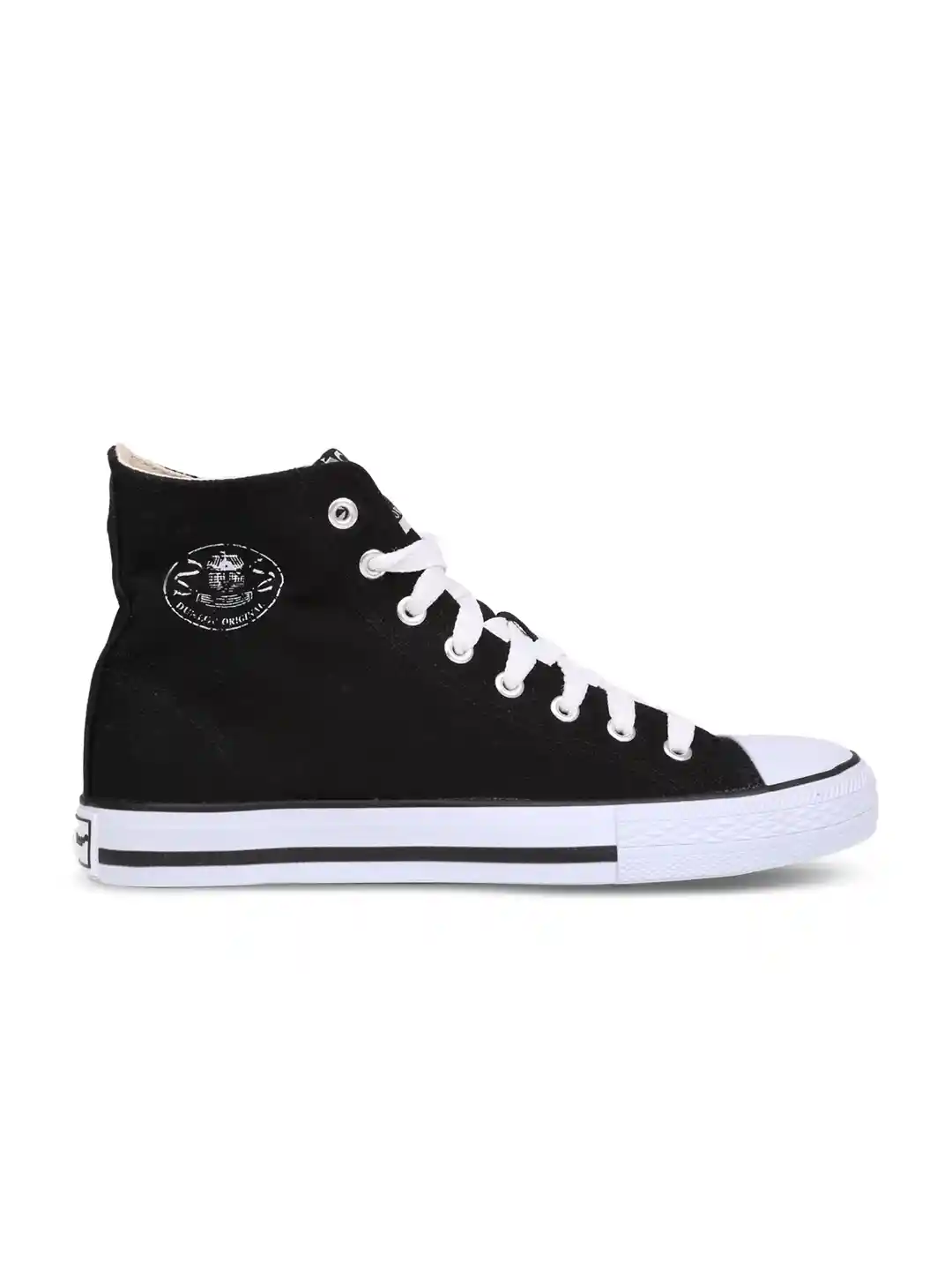 Buy Dunlop Men Black Solid Canvas High-Top Sneakers Casual Shoes