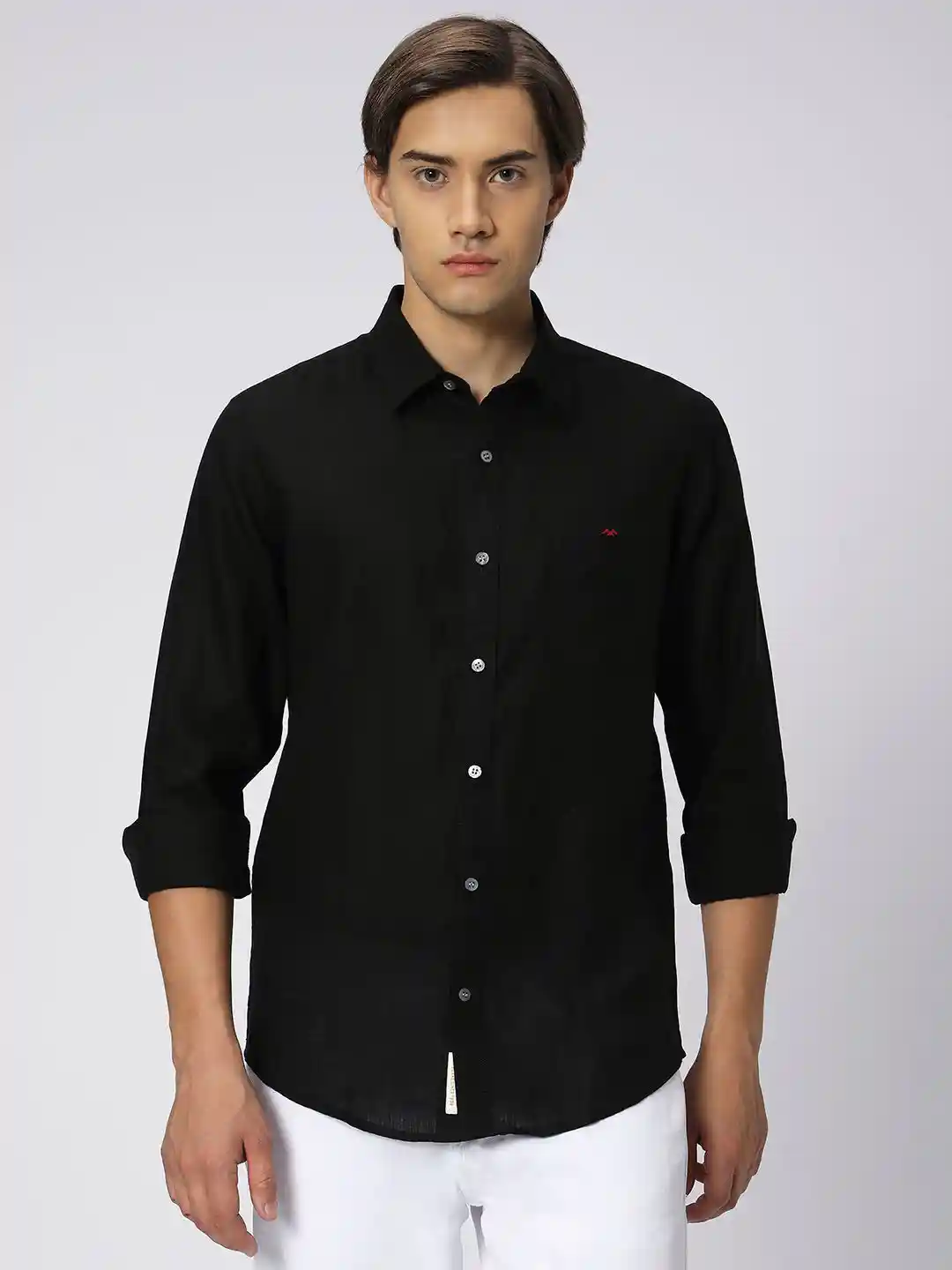Mufti Spread Collar Slim Fit Casual Linen Shirt