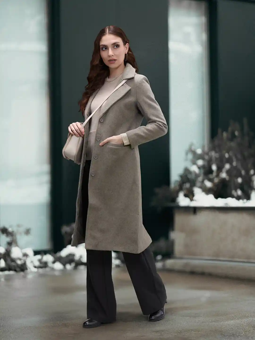 Buy DressBerry Women Solid Fuzzy Longline Overcoat Coats for