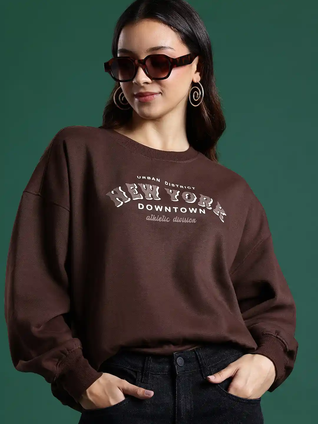 Buy DressBerry New York Printed Drop-Shoulder Sweatshirt