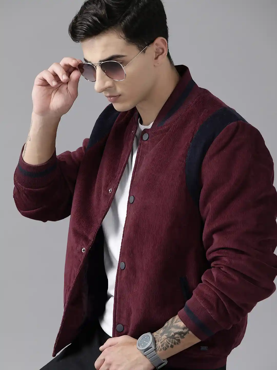 Buy The Roadster Lifestyle Co.Men Corduroy Bomber Jacket - Jackets