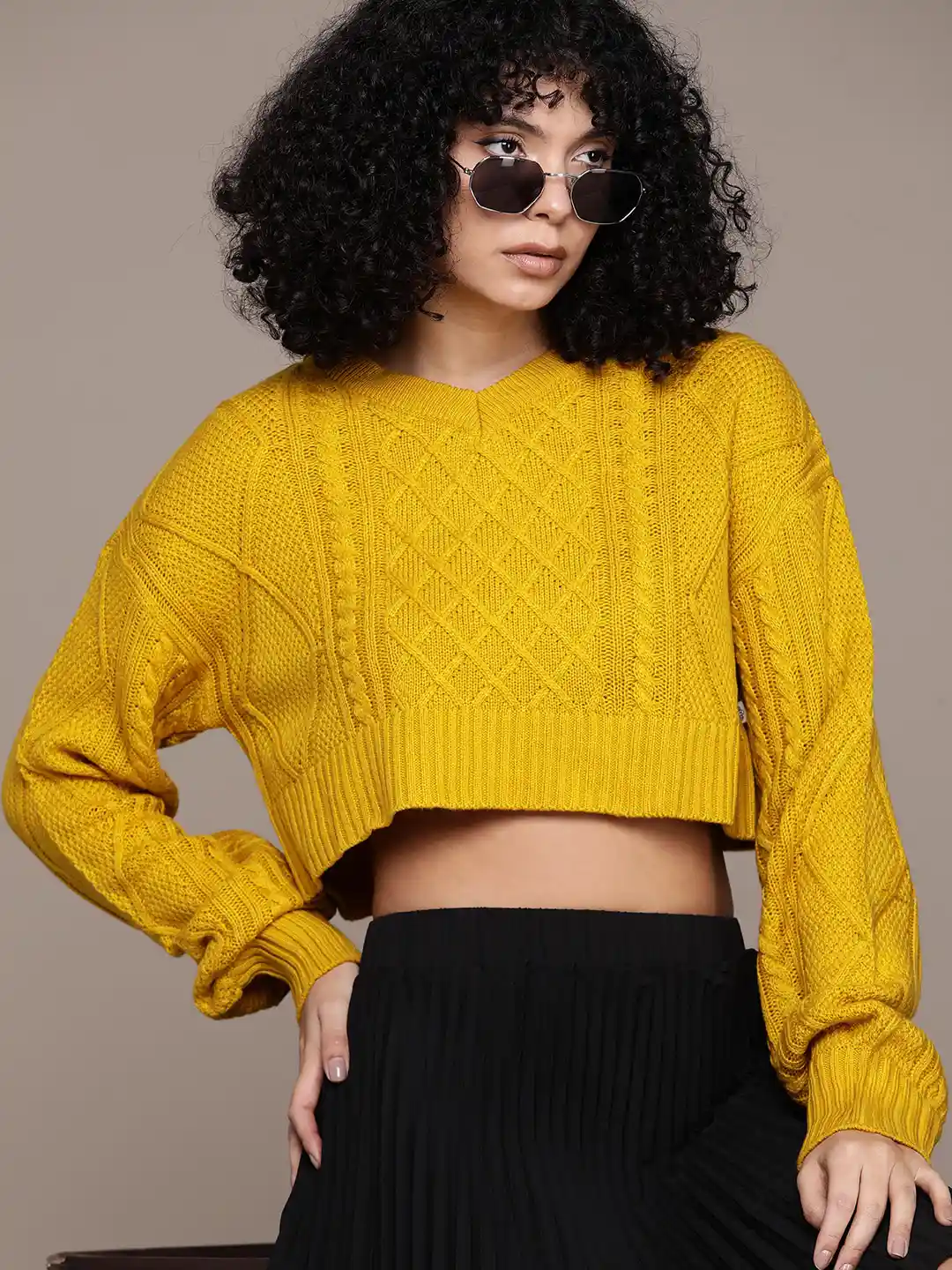 The Roadster Lifestyle Cable Knit Crop Pullover