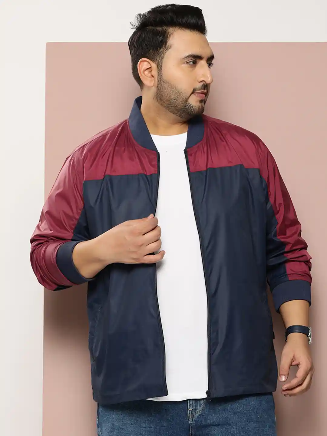 Buy Sztori Plus Size Colourblocked Bomber Jacket Jackets for Men
