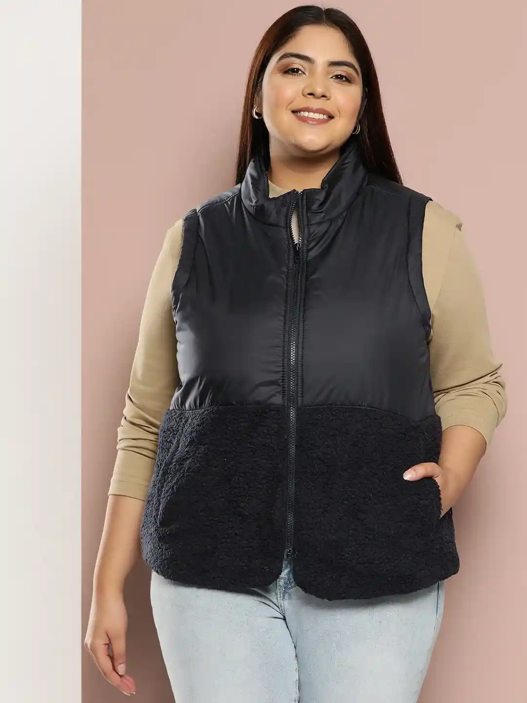 Buy Sztori Plus Size Sleeveless Padded Jacket Jackets for Women