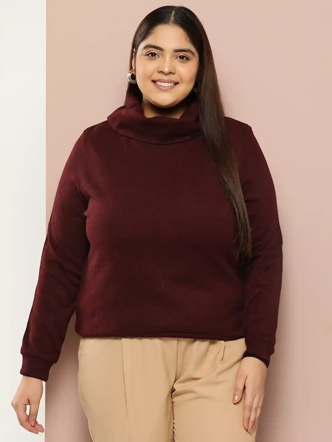 Buy Sztori Plus Size Turtle Neck Pullover Sweaters for Women