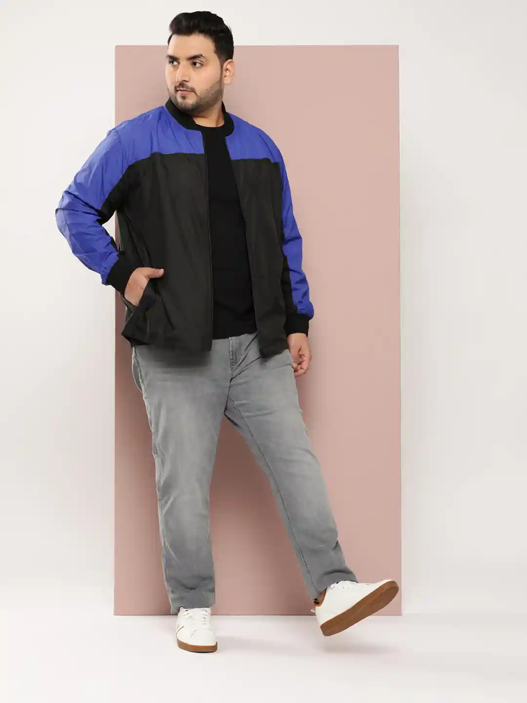 Buy Sztori Plus Size Colourblocked Bomber Jacket Jackets for Men