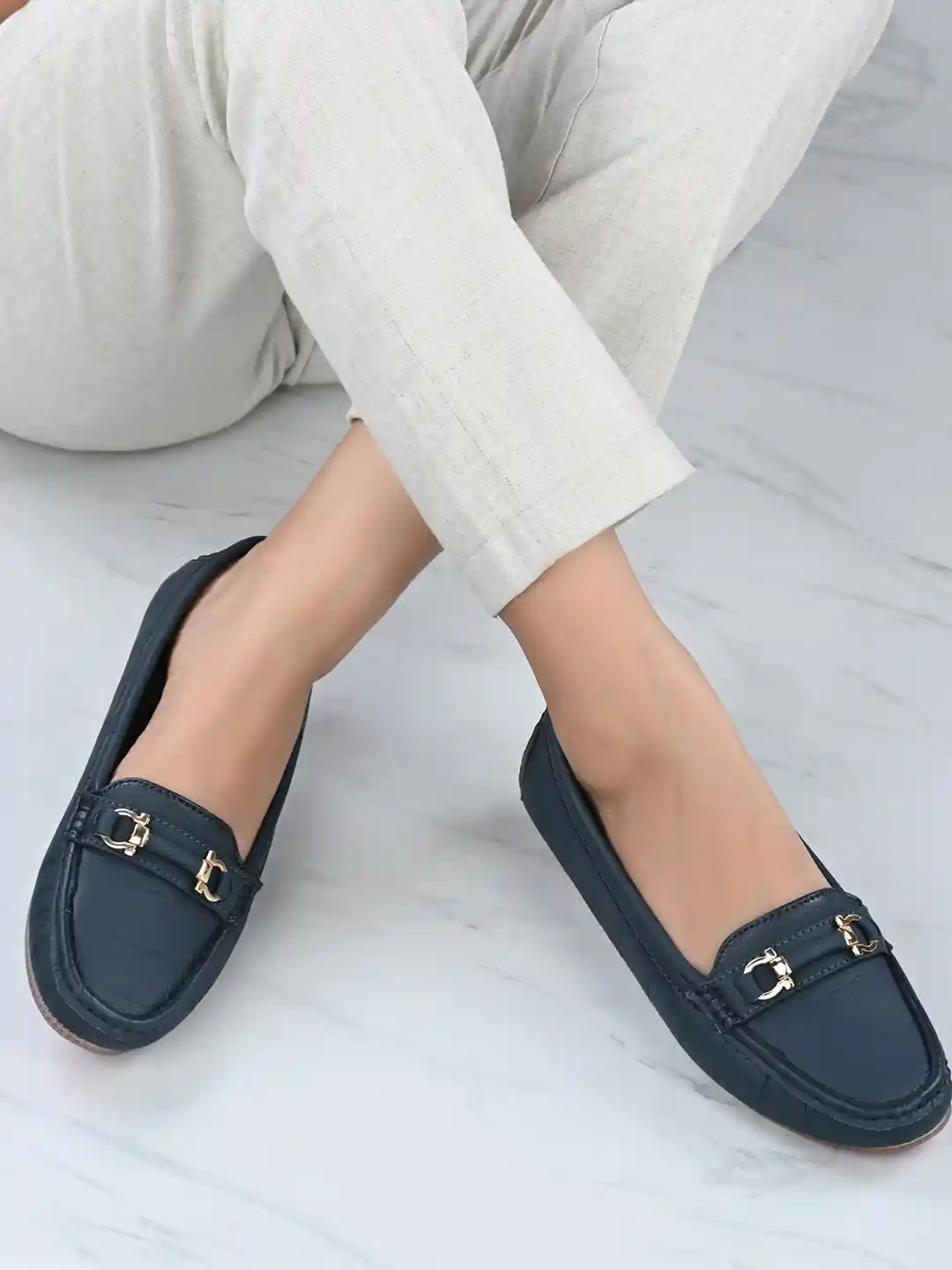 Buy Mast Harbour Women Navy Blue Embellished Massage Footbed