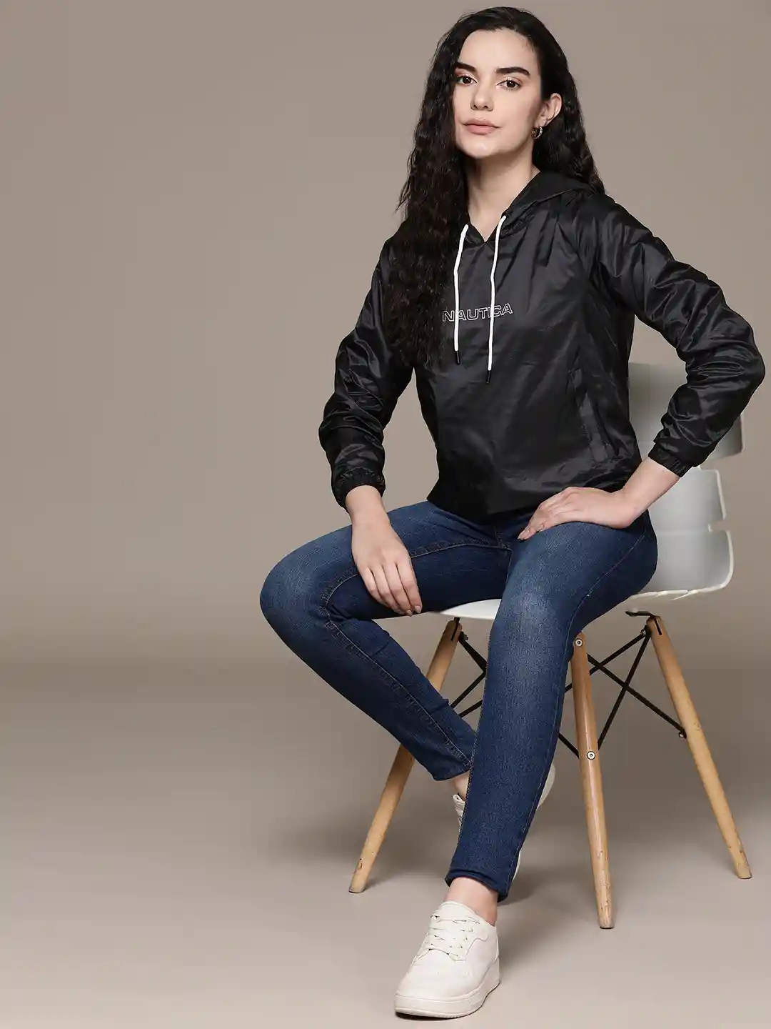 Nautica Brand Logo Printed Hooded Packable Jacket