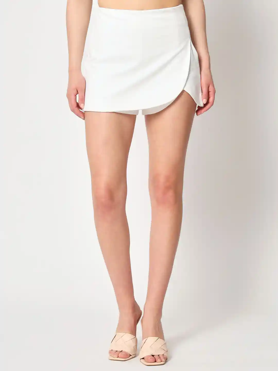Buy Zastraa Women Off White Mini-Length Skorts Skirts for Women