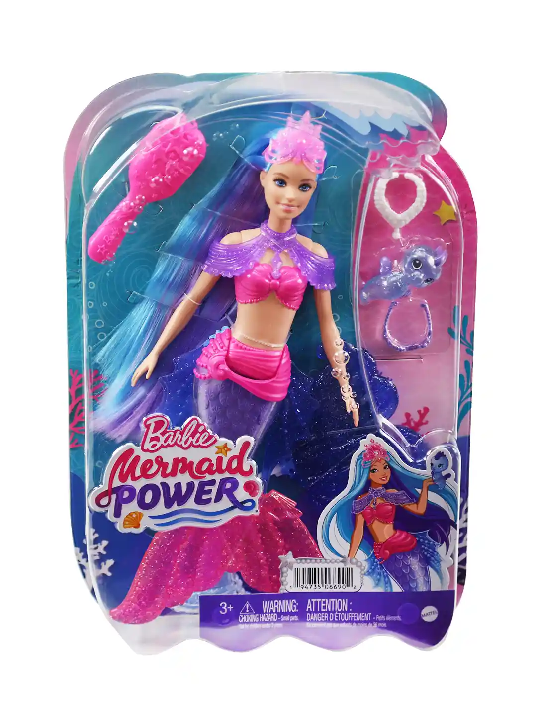 Buy Barbie Mermaid Doll with Seahorse Pet Interchangeable Fins
