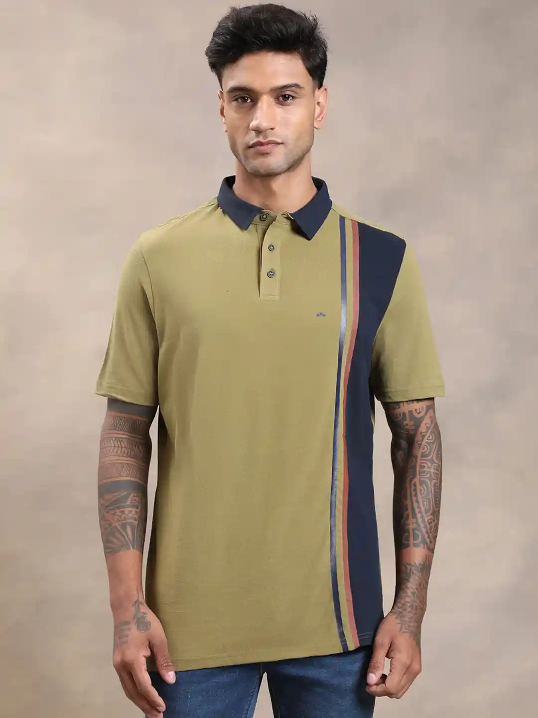 Buy Turtle Slim Fit Colourblocked Cotton Polo T-shirt Tshirts