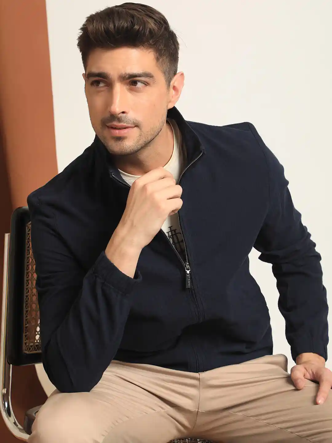 Buy RARE RABBIT Men Kenny Tailored Fit Stand Collar Jacket