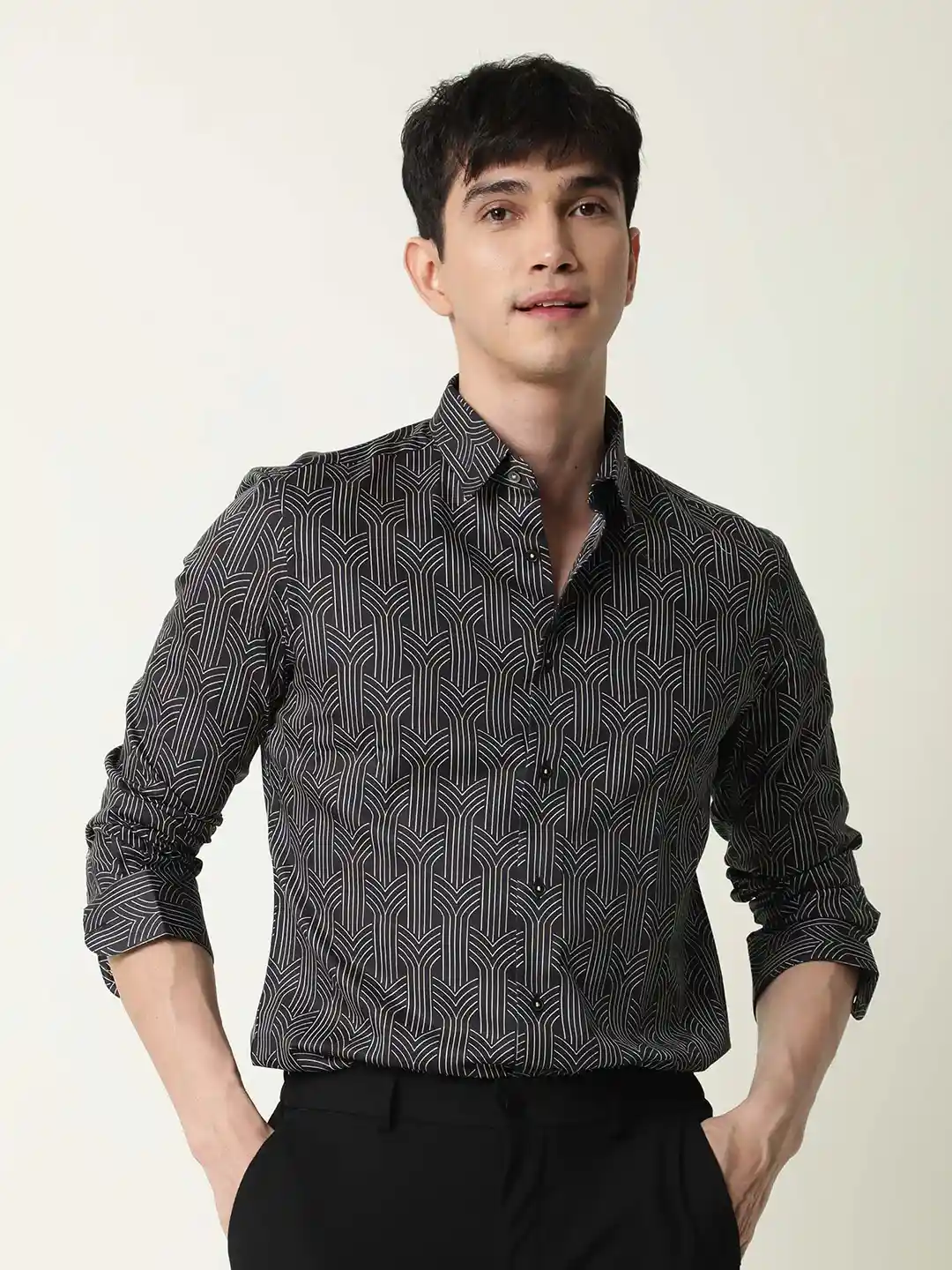 RARE RABBIT Men Millens Slim Fit Abstract Printed Cotton Shirt