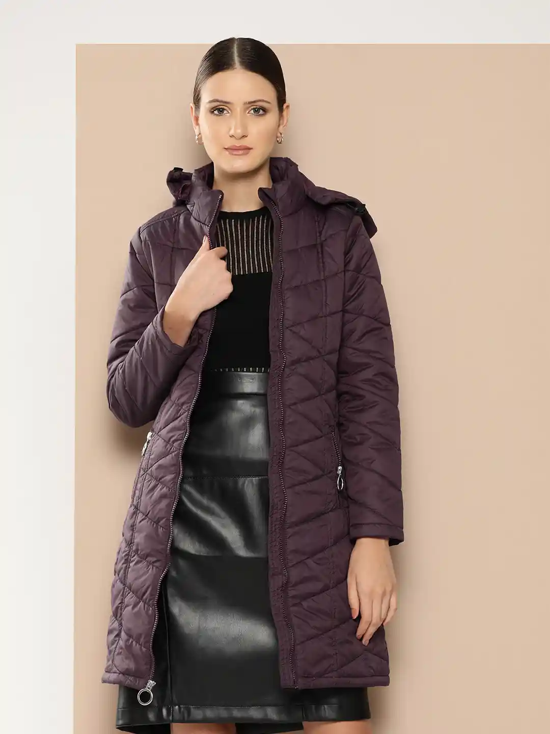 Quilted Jacket Longline Jacket With Hood ASOS DESIGN Longline
