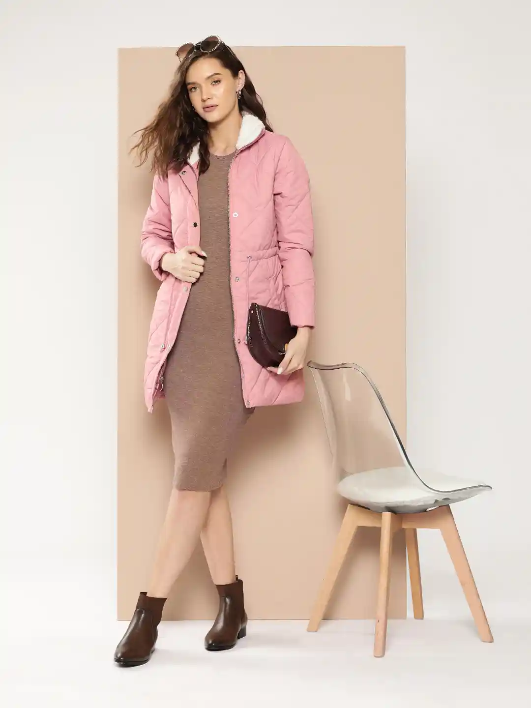 Buy Chemistry Waist Tie-Up Longline Quilted Jacket Jackets for