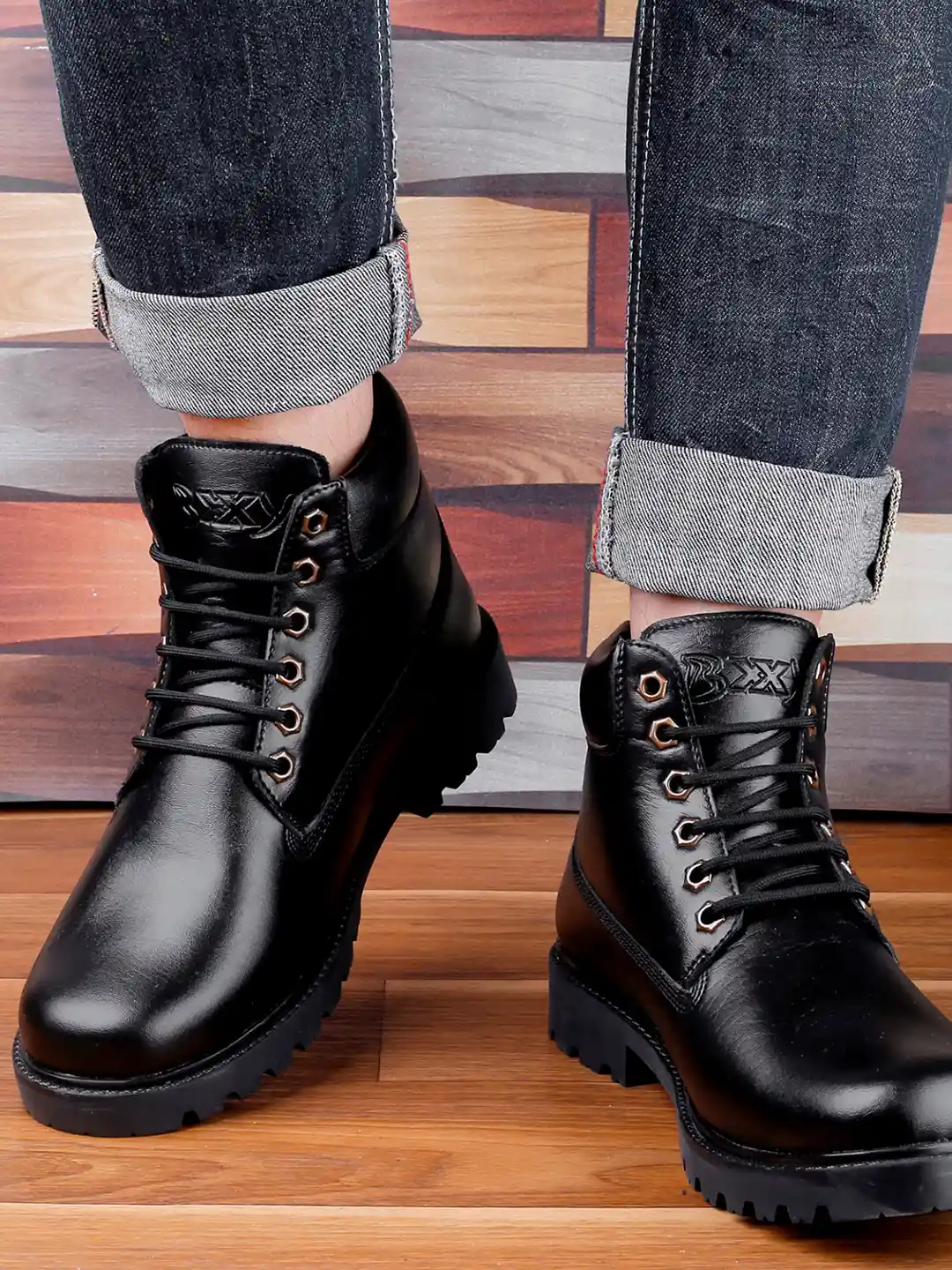 Bxxy Men Mid Top Platform Heels Regular Boots