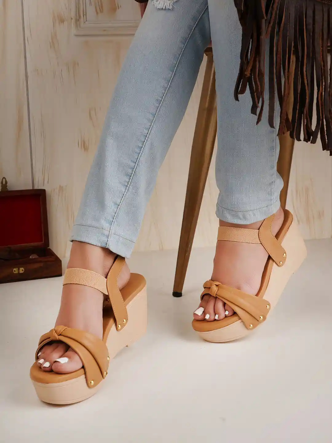 Open Toe Womens Beige Wedge Sandals Beige Platform Wedge Sandals