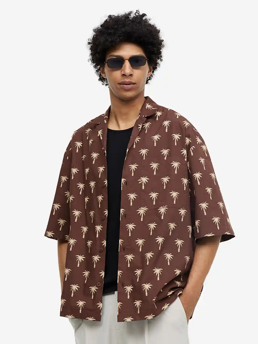 Buy H&M Men Cotton Oversized Fit Patterned Resort Shirt Shirts