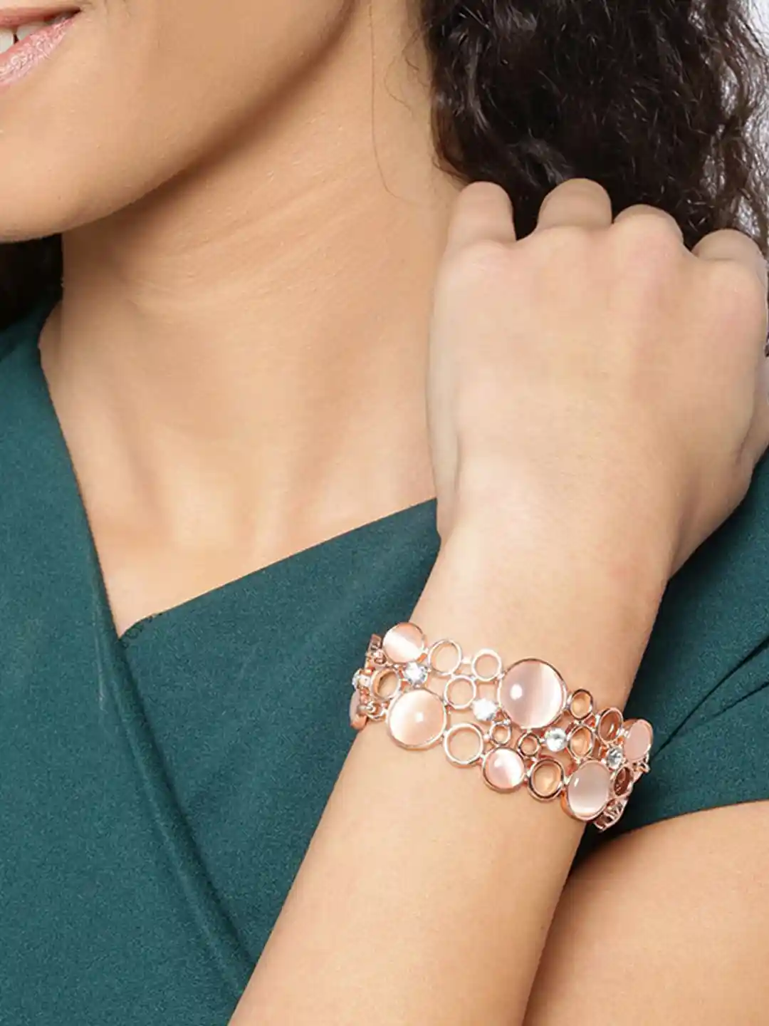 Buy DressBerry Women Gold-Plated Rose Gold Pink Bangle-Style