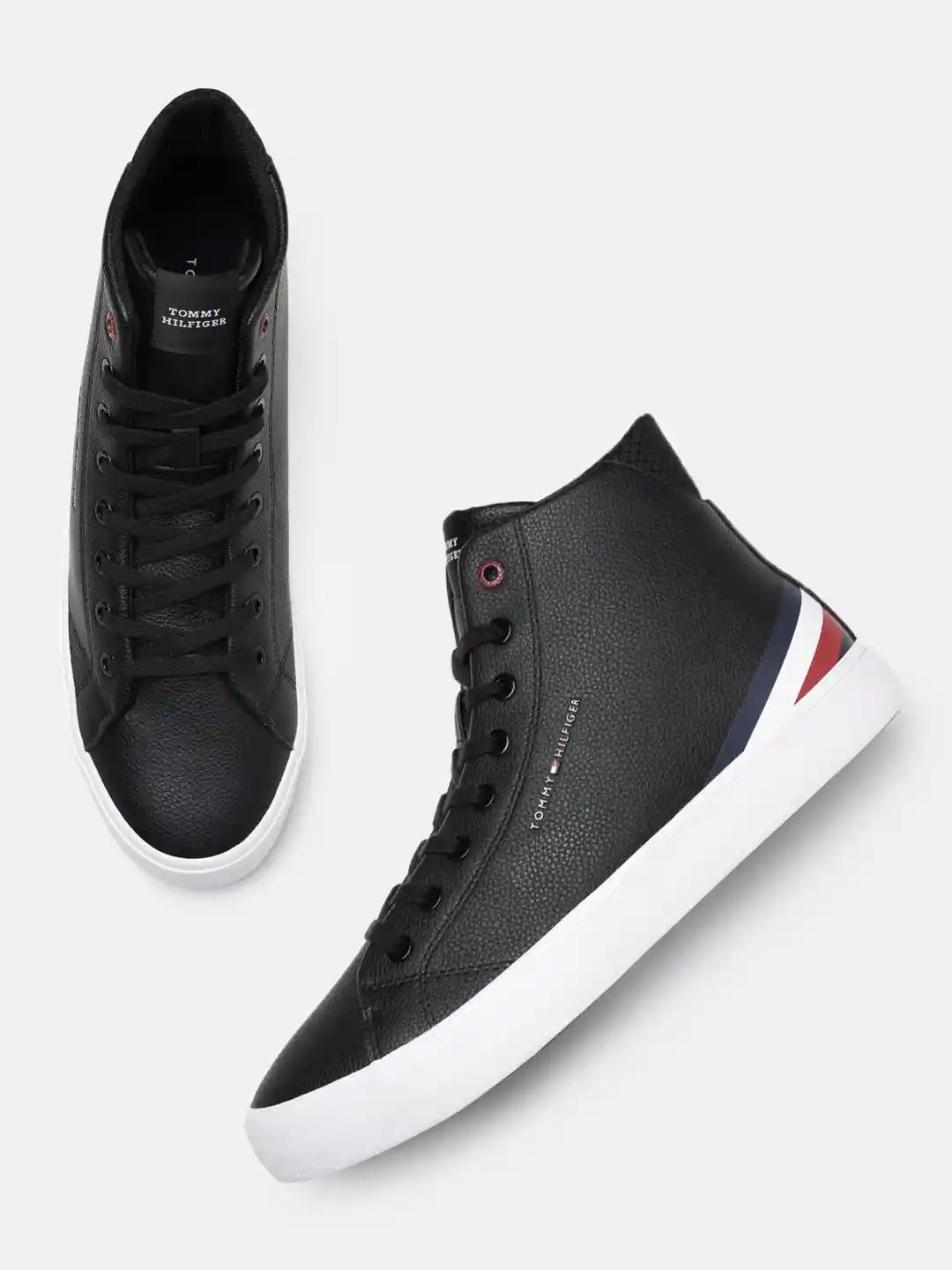 Buy Tommy Hilfiger Men HI Vulc Core Lth Textured Leather Sneakers