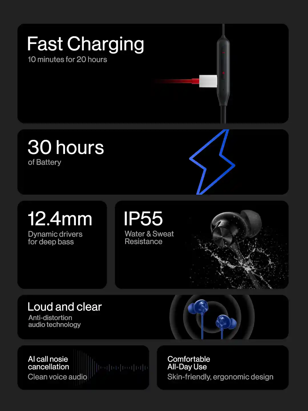OnePlus Bullets Z2 With Drivers Upto 30Hours Playback Wireless  Neckband Earphones